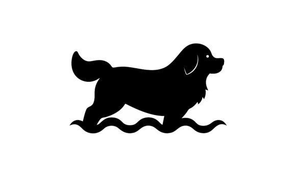 Black Dog Silhouette in Water