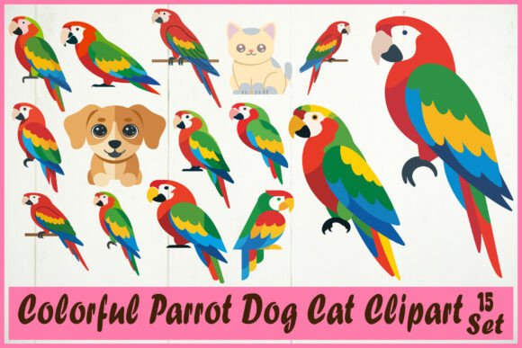 Colorful Parrot Dog Cat Clipart Review