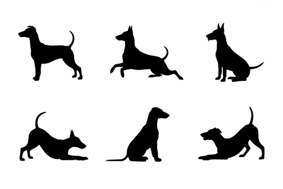 Cute Dog Silhouettes in Various Poses