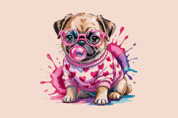Cute Dog with Bubble Gum and Glasses Embroidery Review