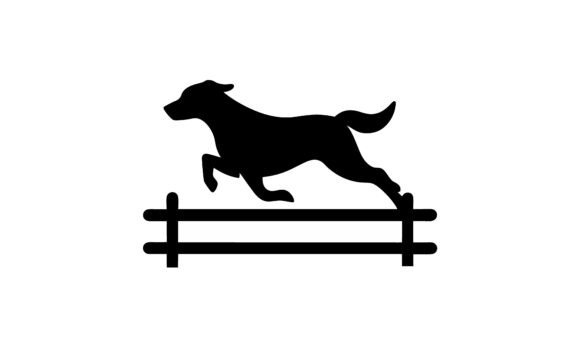Dog Jumping over Fence Silhouette