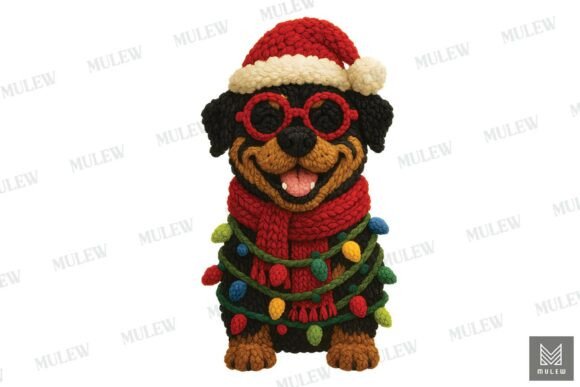 Faux Crochet Christmas Samoyed Dog PNG Review