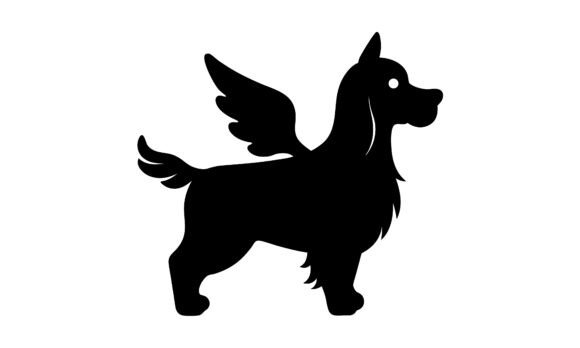Flying Dog Silhouette Vector Illustration Review