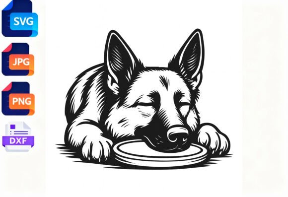 German Shepherd Dog Sleeping on Frisbee