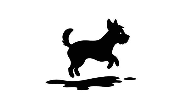 Jumping Dog Black Silhouette on White Review