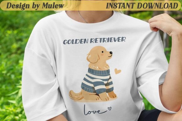 Minimalist Golden Retriever Dog PNG Review