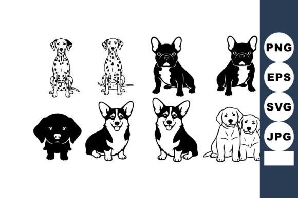 Set of Eight Dog Breeds Vector Review