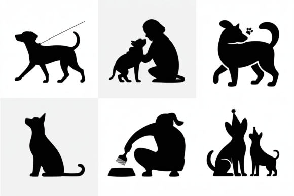 Silhouettes Depicting Various Dog