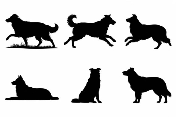 Silhouettes of Collie Dog Poses Review