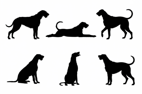 Silhouettes of Various Dog Poses
