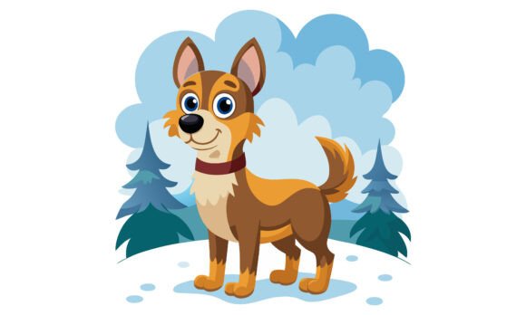 Smiling Cartoon Dog in Winter Scene Review